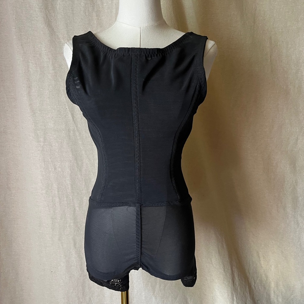 Ardyss Black Full Body Shaper Bodysuit Compression Girdle Open Bust Hooks XS
